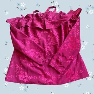 GUESS Fuchsia Floral Lightweight Silky Sexy Blouse